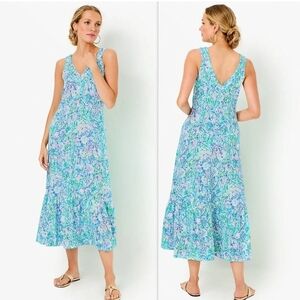 Lilly Pulitzer Blue and Green Floral Dress